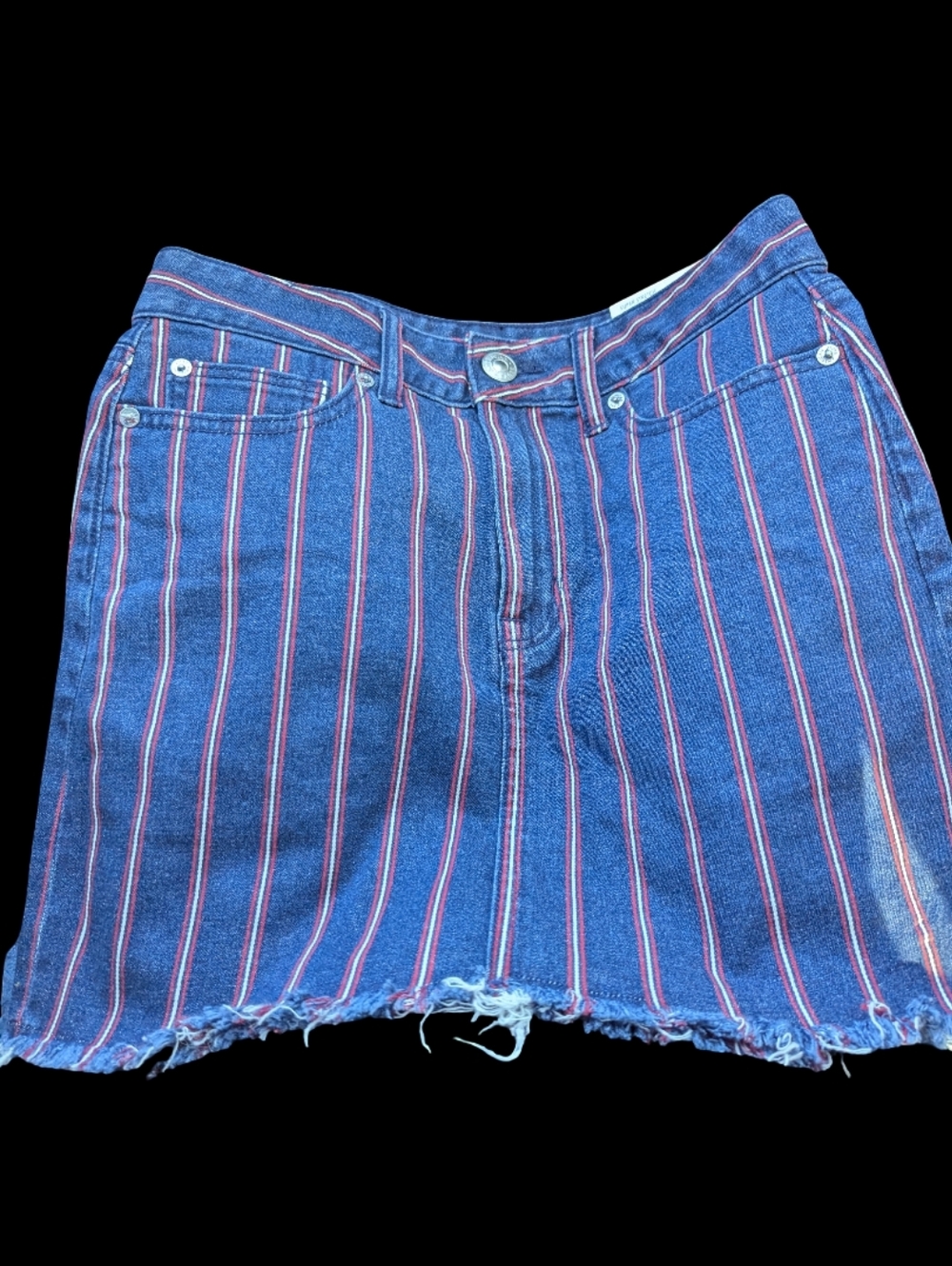 NWT AE American Eagle Stretch Denim Striped Mini Skirt Hi-Rise | 2